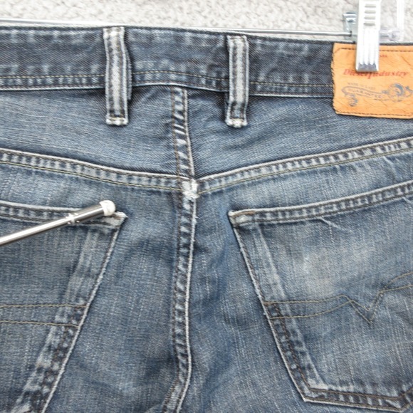 Diesel Waykee Denim Jeans Pants Mens 31x34 Blue Distressed Straight Italy - Picture 9 of 10